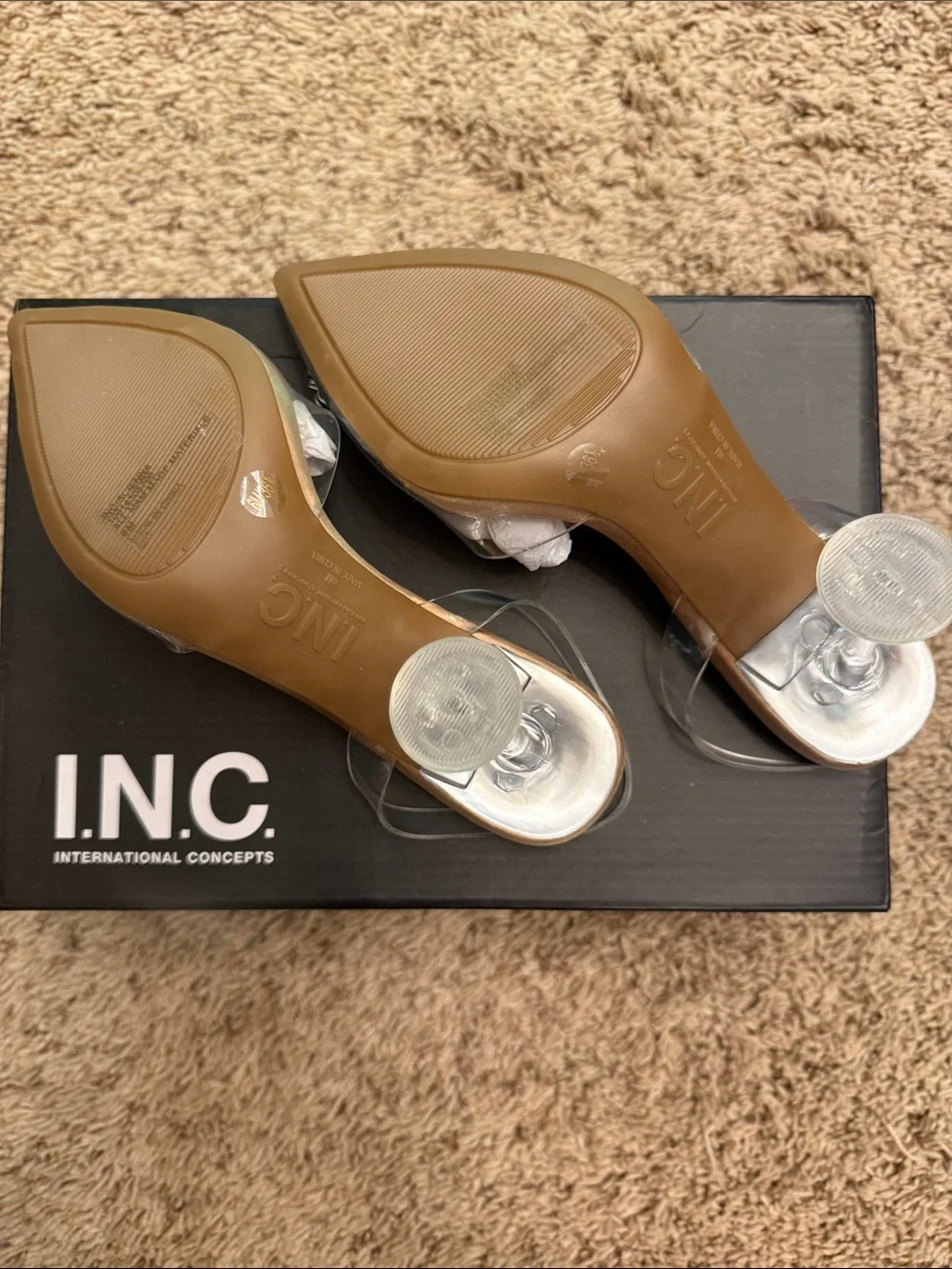 INC International Concepts Scienna Clear Rhinestone Detail Pointed-Toe Heels
